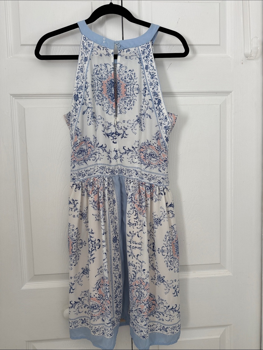 Philosophy Halter Mini Dress size L  Baroque Floral Coastal Cottagecore Boho - Picture 4 of 13